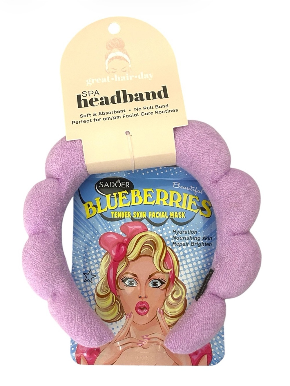 Great Hair Day Pick 1 Plush Spa Headband & Sadoer Face Mask - Picture 8 of 17